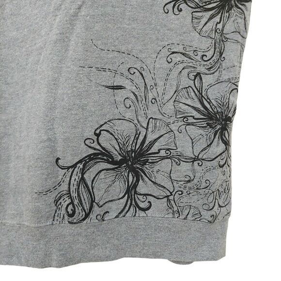 Roxy Hooded Vest Womens Medium Gray Full Zip Graphic Print Pockets Knit Casual - Picture 6 of 12